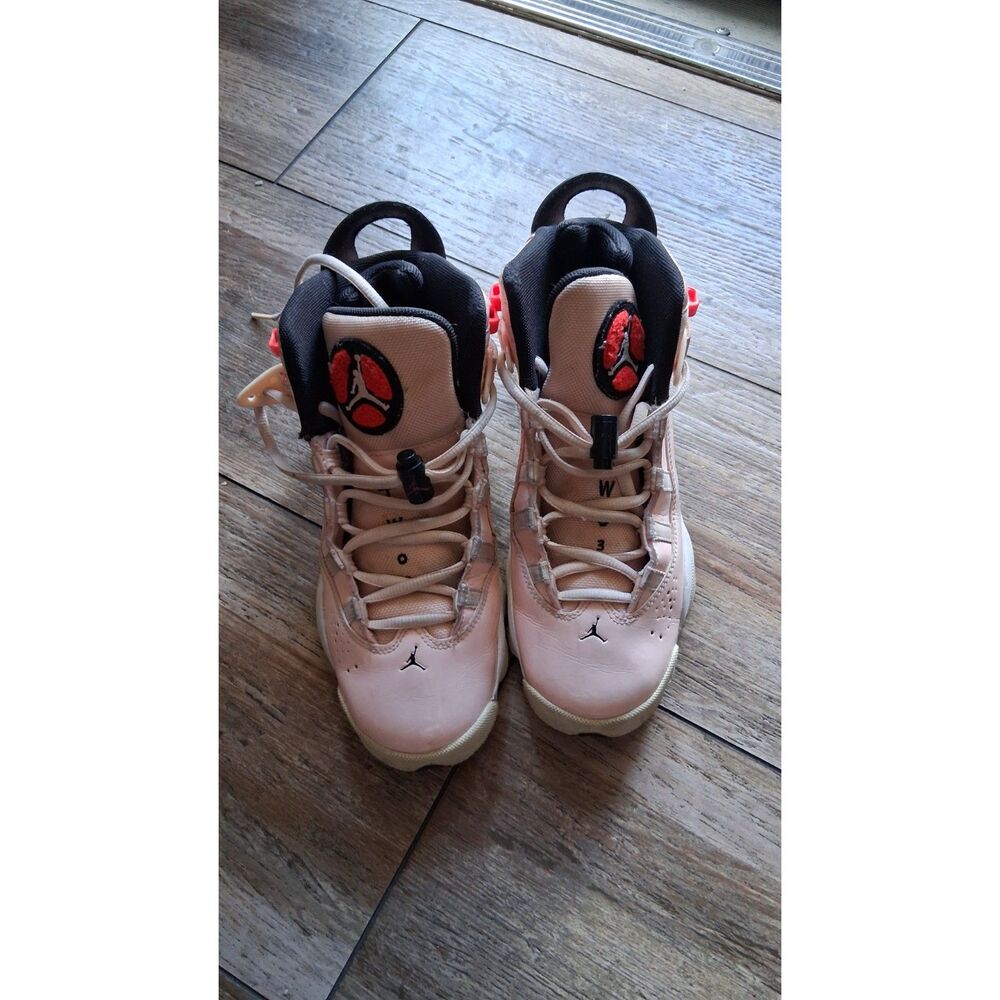 Nike Air Jordan 6 Rings Pink Black Red Shoes Youth Size 5Y 323419-602